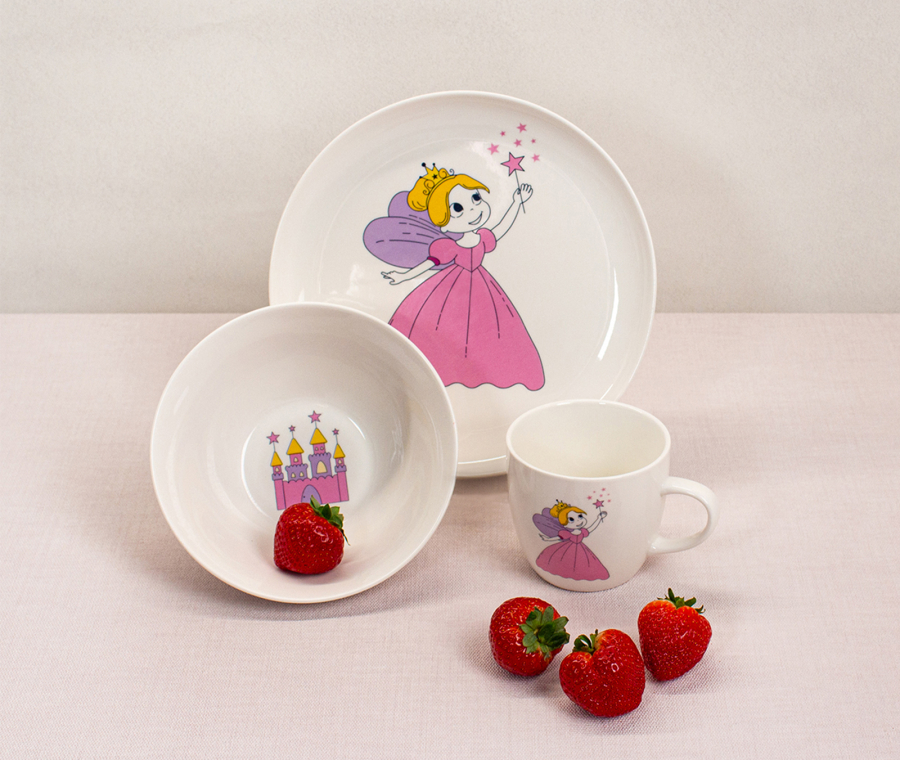 Set of children's porcelain tableware PRINCESS