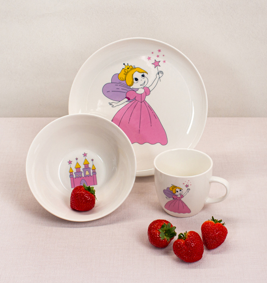 Set of children's porcelain tableware PRINCESS